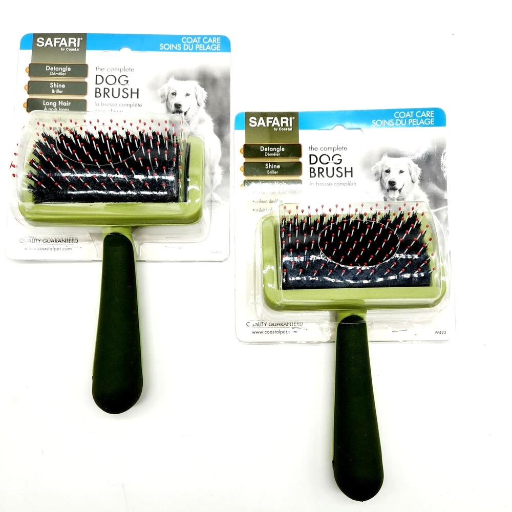 Pack of 2 Coastal Pet Safari 2-in-1 Dog Brushes Slicker‎ & Bristle Grooming Tool
